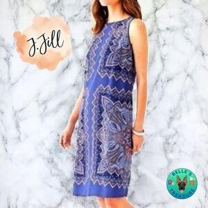 J. Jill Dress Women 2XL Midi Majestic Blue Paisley Sleeveless Vacation Beach XXL